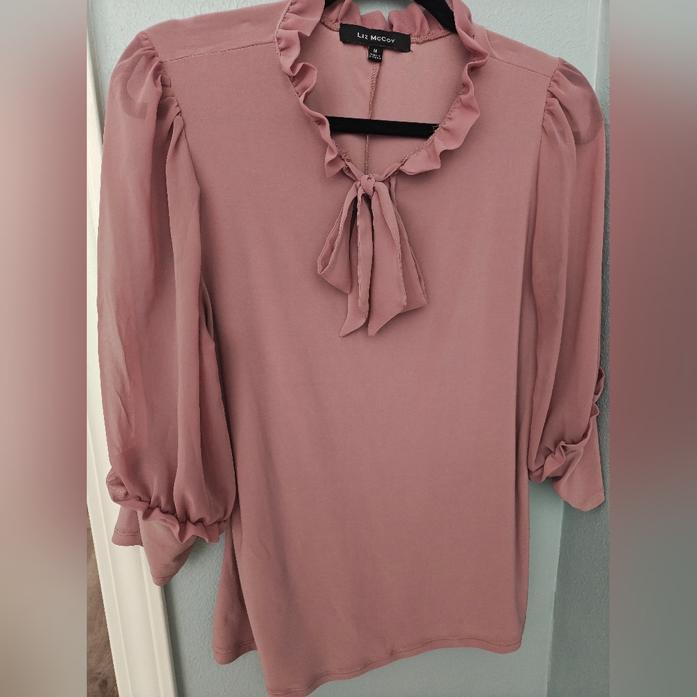 Mccoy Dusty Pink Blouse with Ruffle and Bow